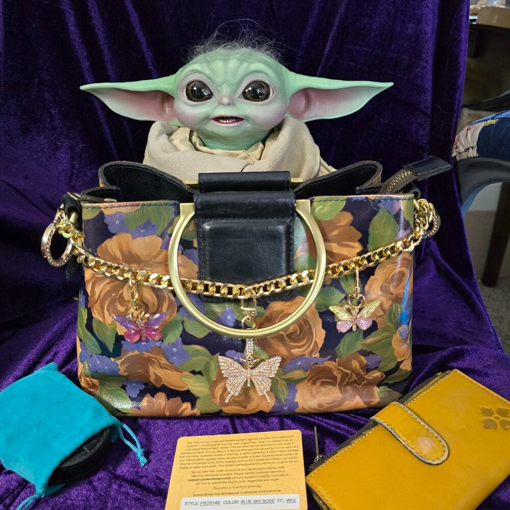 Patricia Nash Empoli Satchel in Blue Sky Rose & Nash Wallet